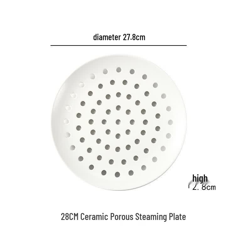 Multi-Hole Ceramic Steamer Rack & Plate