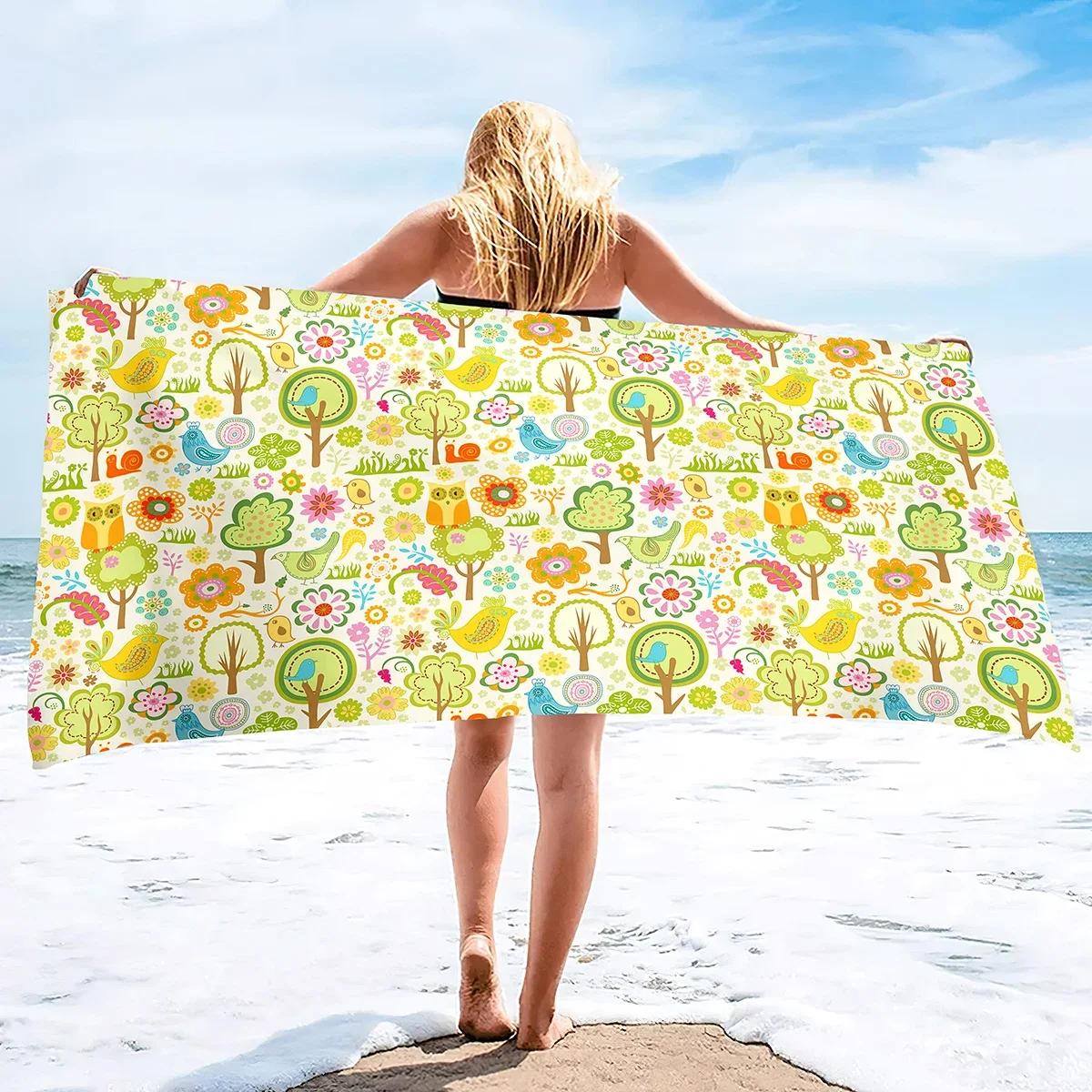 Textilien Bird Microfiber Beach Towel,Vintage Colorful Bird Soft Quick Dry Pool Towels Highly Absorbent Bath Towels For Travel Swim Pool