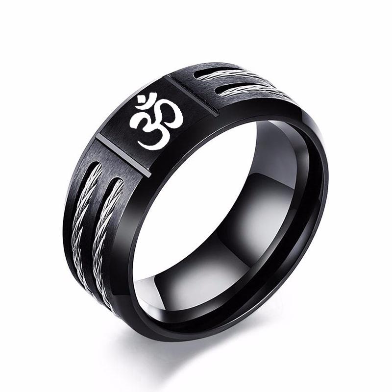 Vnox Personalize Wia Ring for Men Stainless Steel Cross Knights Templar Shield Oum Wild Wold Ring Custom Gift for Him