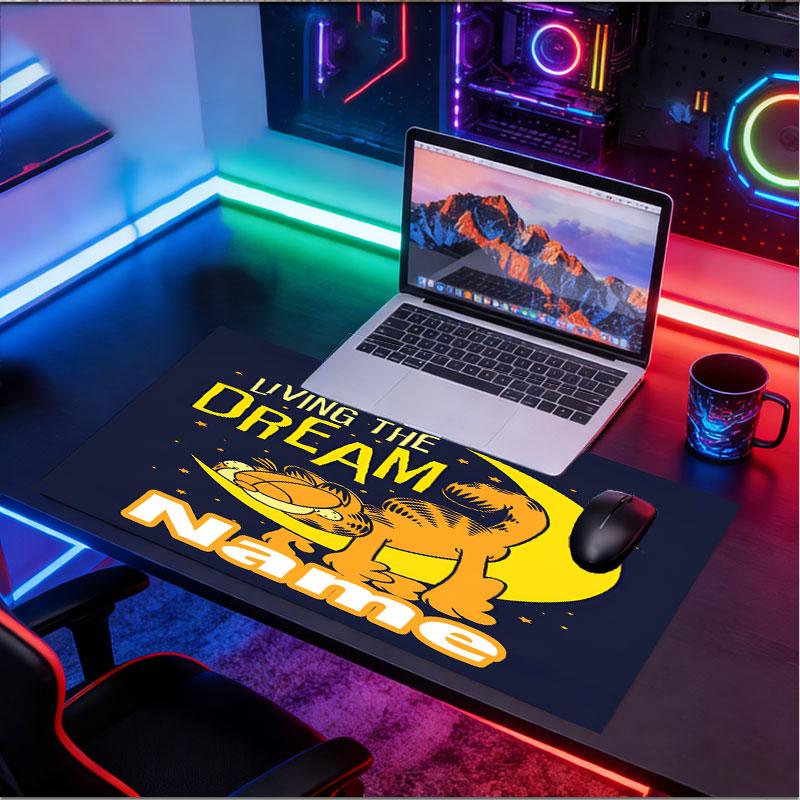 Custom Name Personalized Garfield Pattern Mousepad, Laptop PC Desk Mat, Decorative Desk Mat for Home Keyboard Pad Gift