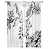 Pfauenbaumzweig-Blumen-Hibiskus-Chiffon-Vorhänge für Wohnzimmer-Schlafzimmer-Fenstervorhang-Voiles-Tüll-Cortinas