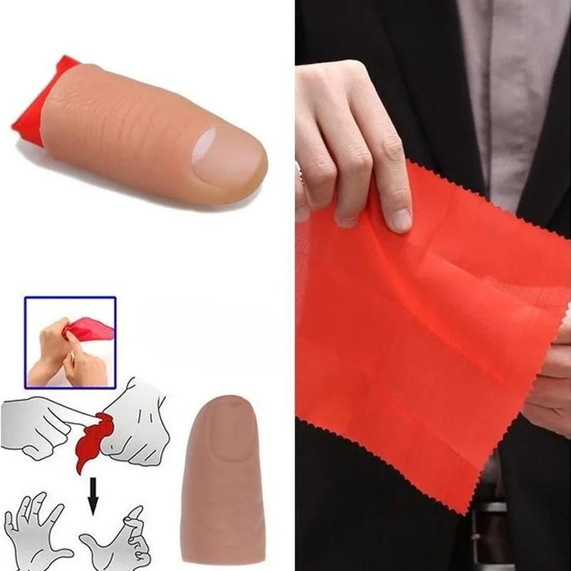 Finger Magic Trick Disappearing Silk Fake Thumb Tip Reality Magician Close Up Stage Show Prop Prank Plaything Red