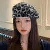 Leopard Print Artistic Beret for Women - Autumn/Winter Minimalist British Style Painter Hat