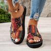 Neue, stilvolle, große, flache Damensandalen, neue modische, lässige, flache Damenpantoffeln.