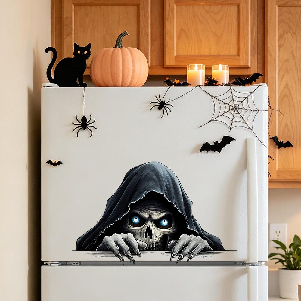 Halloween 3D Wall Breaking Mummy Witch Wall Sticker Self Adhesive Horror Decor