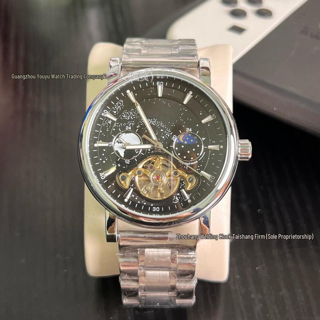 Orologio Meccanico Tourbillon da Uomo Fiume Stellato Fase Lunare - Completamente Automatico, Bestseller Transfrontaliero
