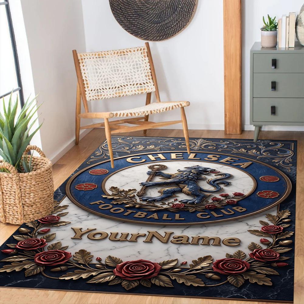 Chelsea Personalized Text Floor Rug Office Rug Perfect for Game Room Kitchen Entryway Bedrooms Anti-slip Rug Decorate Offices