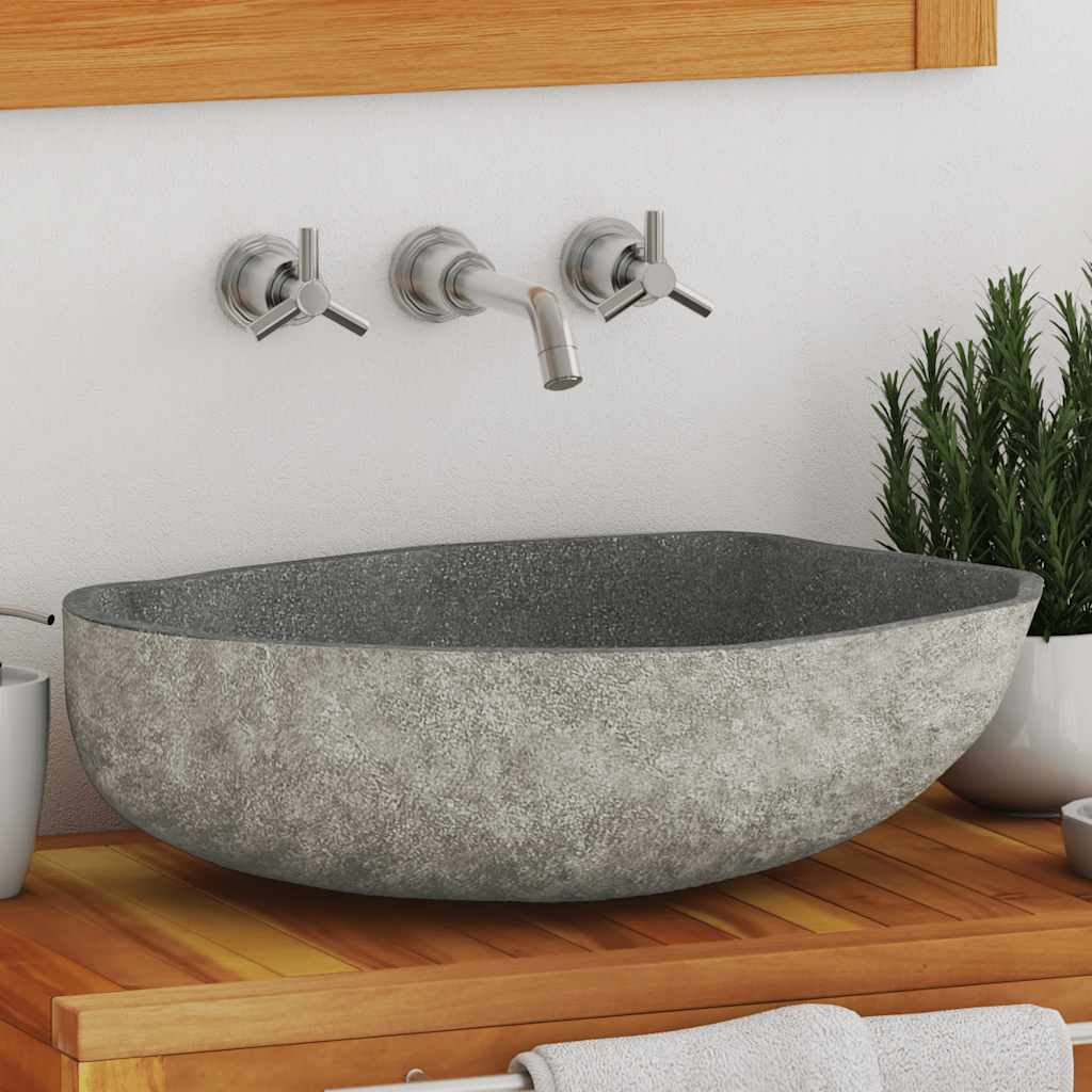Vidaxl River Stone Sink, Oval, (45-53)X(34-41) Cm