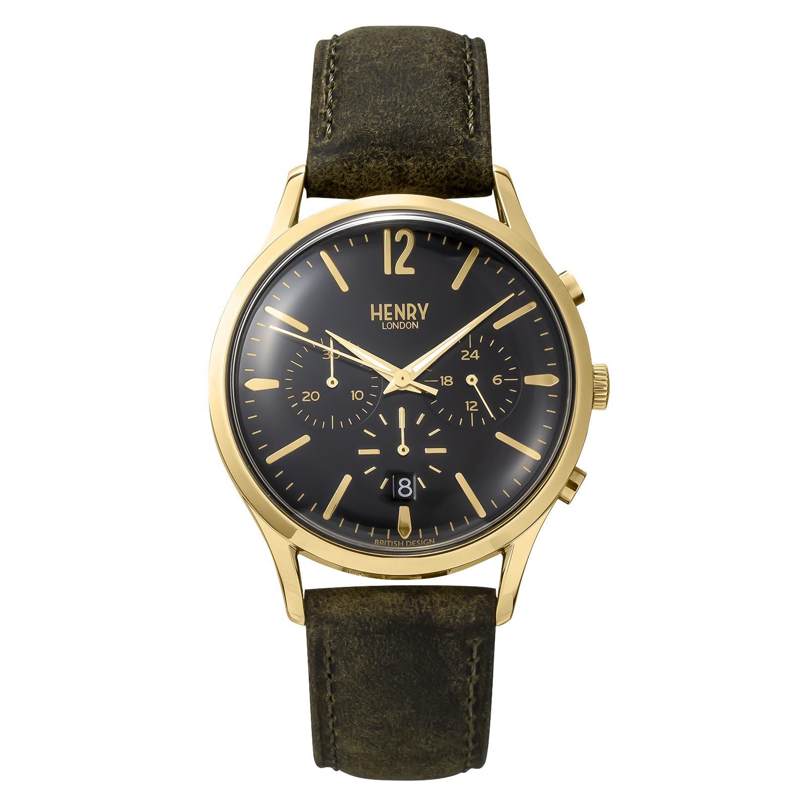 HENRY LONDON Westminster HL41-CM-0180-GRN Men s Watch, Black Dial, Quartz, Water Resistant, Stainless Steel чёрный