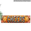2D Flat, 1pc retro Metallic CHEERS Aluminum Decorative Sign-15.7x3.9 Inch Country Style Decoration with Floral Embellishment, Suitable for Home