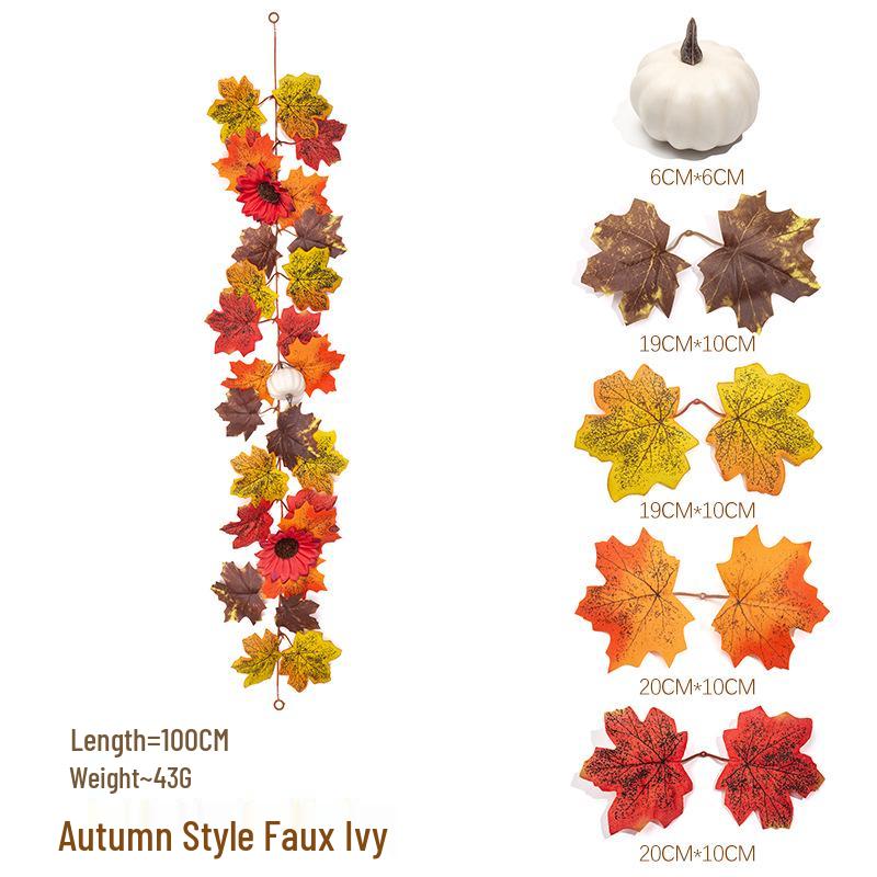 Artificial Maple Leaf Vine Autumn Thanksgiving Home Decor Greenery.