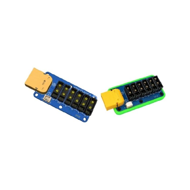 One Input 6 Way XT30 Adapter Plate for Robot Power Routing, Distribution Layout with Secure Screw Lock Output Design