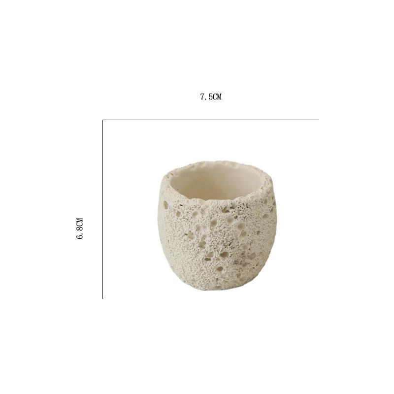 Milk White Creative Volcanic Stone Pattern Cement Succulent Flower Pot Office Home Desktop Decoration Green Plant Flowers