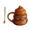 Ceramic Poop Cup 500ml Creative Coffee Mug with Spoon Comfortable Grip Tea Mug Novelty Drinkware Gifts