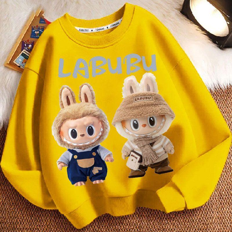 

Милые толстовки с круглым вырезом Labubu для мальчиков и девочек Весной и осенью, Свободные куртки с длинным рукавом для детей 130