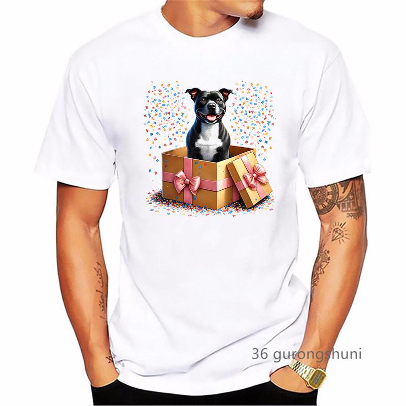 

Staffordshire Bull Terrier Birthday Printed T Shirt MenS Clothing Harajuku Kawaii Dog Lover Tshirt Homme Summer Tops Tee Shirt 4XL