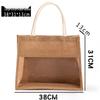 Retro Patchwork Hessian Sacks: Burlap Bags with Custom Logo Print, Jute DIY Linen Handbags, Cotton Linen Bags