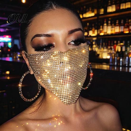 Sexy Nachtclub Requisiten Funkelnde Strass Gesichtsmaske, Glitzer Kristall Maskerade Bling Halb Exquisite Metallkunst Masken Abdeckungen für Damen Halloween