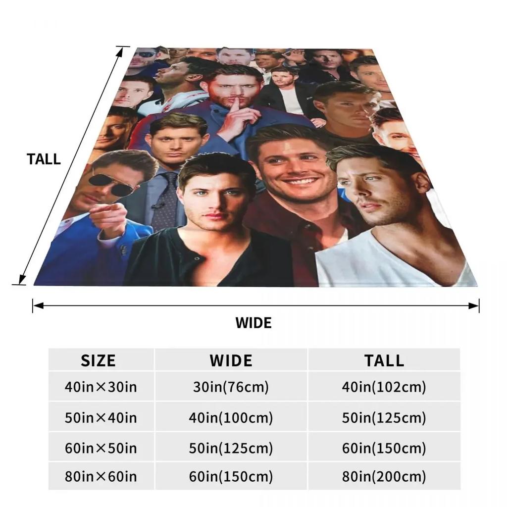 Throw Blanket Jensen Ackles Micro Fleece Blanket Four Sizes Retro Portable For Camping AntiPilling Blanket
