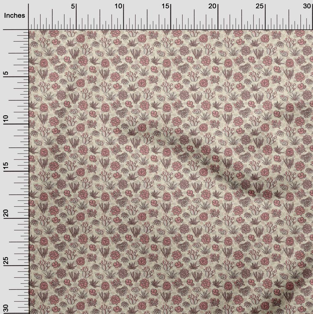 oneOone Cotton Flex Dusty Pink Fabric Cactus Quilting Supplies Print Sewing Fabric By The Yard 40 Inch