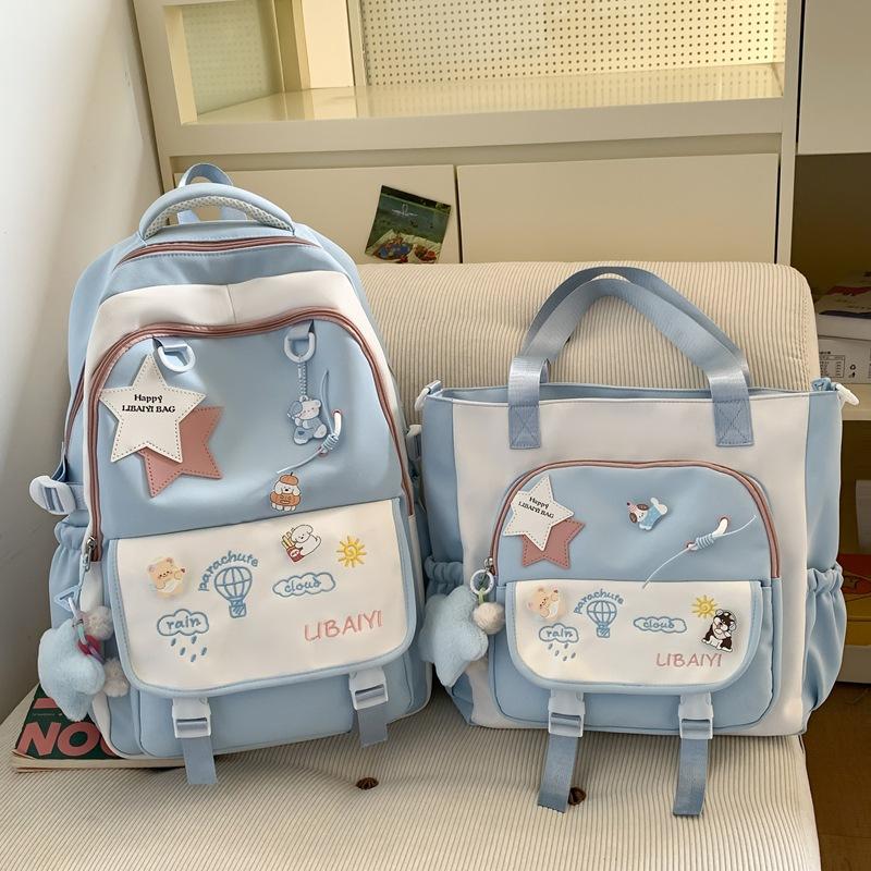 Schoolbag Junior High School Girls' Large Capacity and High Value Ins Wind Niche Backpack Two Piece Tutorial Bag Light Backpack