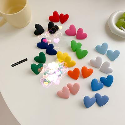 Gift Creative Trendy For Women Vintage 925 Sterling Silver Heart Stud Earring Acrylic