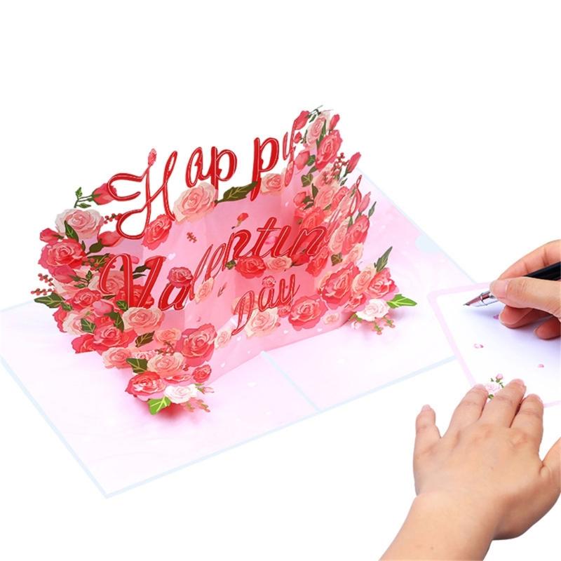 3D Valentines Day Card with Envelope 3D Valentines Card Folding Valentines Greeting Card for Husband Wife Friend