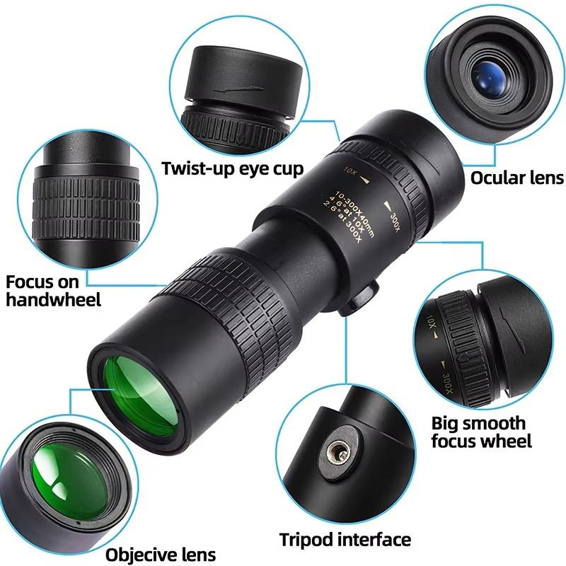 Monocular Telescope Long Range With Smartphone Holder And Tripod 10-300x40mm For Outdoor Bird Watching