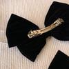 Black Velvet Rose Bow Hair Clip for Women's Elegant Ponytail Clip Fashion Hair Accessory