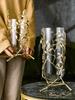 Creative Glass Metal Vase Golden Hollow Out Leaves Branch Handmade Transparent Flower Arrangement Modern Home Decoration Flower