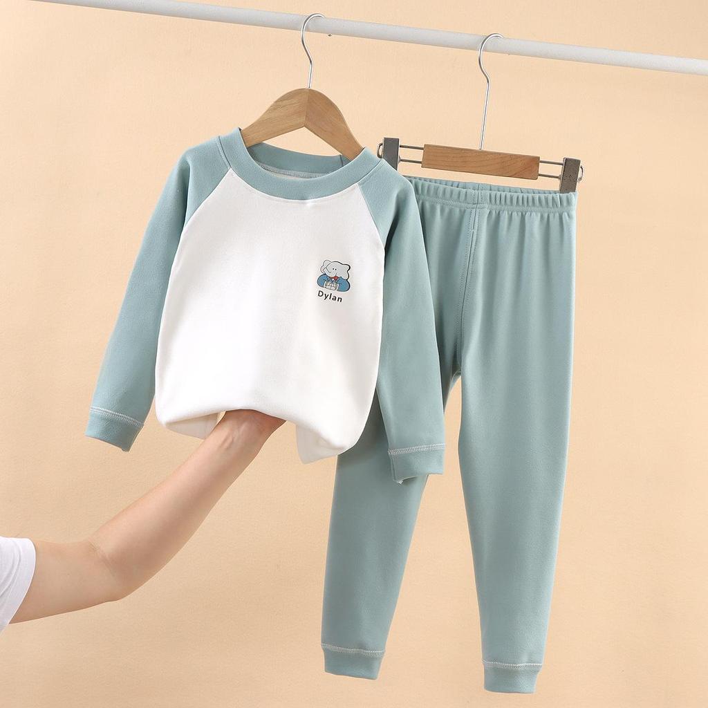 Children's Fleece Autumn Clothes & Trousers Set: Warm Underwear & Loungewear for Boys & Girls