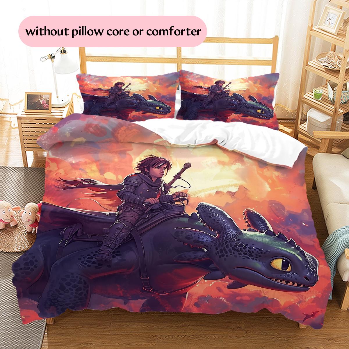 

How to Train Your Dragon Pattern Bedding Home Decoration Birthday & Festival Gift (1 * duvet cover + 2 * pillowcase, without core) 135x200cm