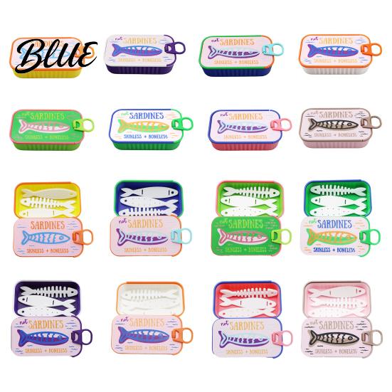Organized Clavicle Chain Vintage Compact Box with Tin Jewelry Case Sardine Fishbone PLA Size Fashionable