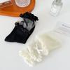 Süße Schleife Rüsche Damen Mittelrohrsocken Mädchen Schwarz Weiß JK Lolita Sommer Dünne Socken Harajuku Kawaii Kurze Socken