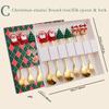 6pcs Christmas Party Dinnerware Set with Gift Box Elk Christmas Hat Tree Fork Spoon Cutlery Set Gold Stainless Steel Tableware