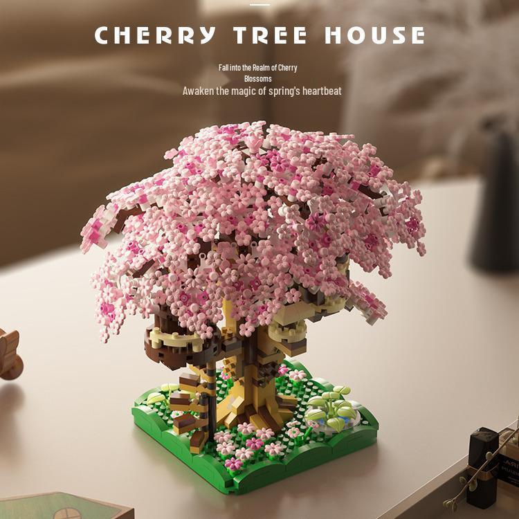 Cherry Blossom Treehouse Compatible with LEGO Blocks - DIY Flower Ornament & Gift for Girls