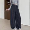 Women's High Waist Gray Striped Wide-Leg Pants - Early Spring 2026 Casual, Slimming, Relaxed Fit