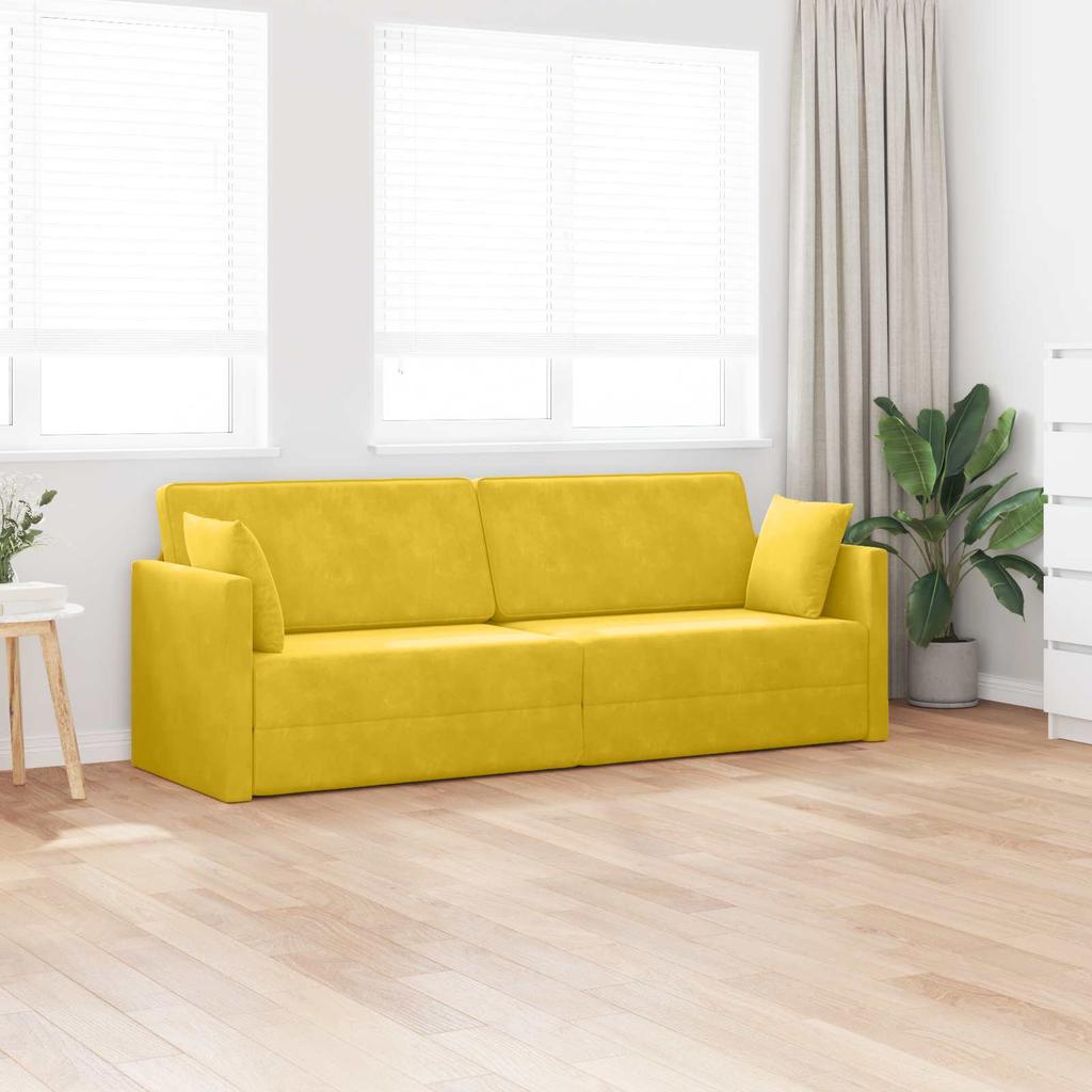Floor Sofa Bed Yellow 213 X 70 X 77 Cm Velvet