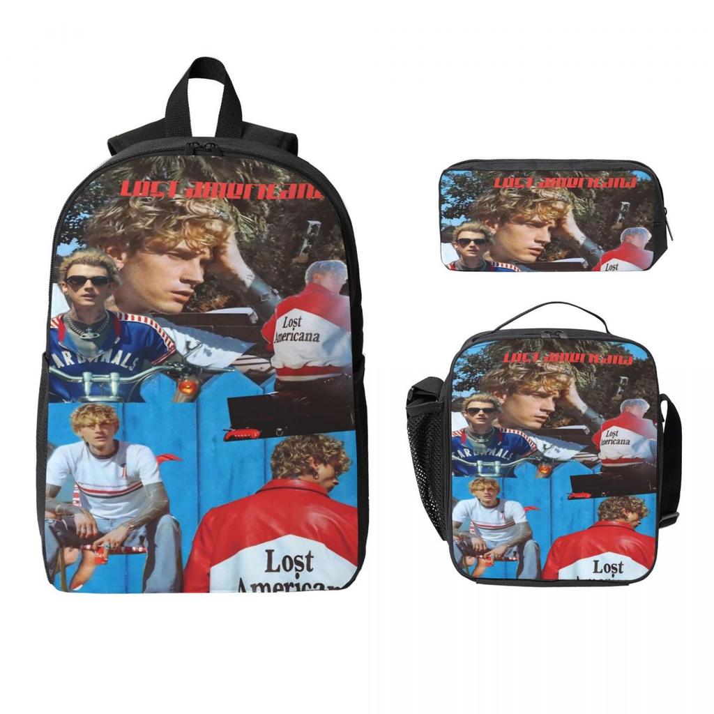 MGK Lost Americana Tour 2025-2026 School Bags Set for Boy Girl Pencil Boxes Backpack Sets with Lunch Box For School Daypack