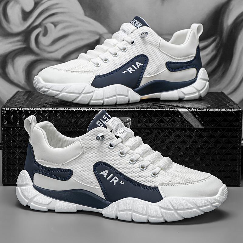 

Новая мужская обувь, повседневная обувь, кожаная повседневная спортивная обувь на шнуровке, уличная износостойкая вулканизированная обувь, качественная мужская обувь 39 белый/синий