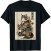 HATANSE Japanese Art Cat Ninja Anime Style Samurai Cat T-Shirt