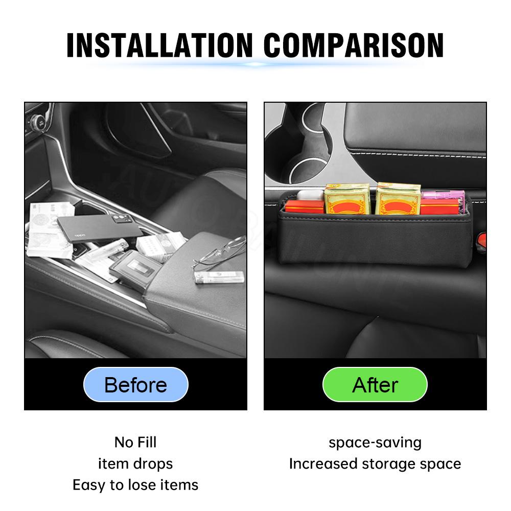 For Ford Edge Focus Kuga C-MAX Mustang Explorer Bronco Expedition Everest Car Seat Gap Organizer Storage Box Leather Accessories
