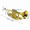 Children's Trumpet, Brass Instrument, 4-Key Plastic Musical Toy, Gold