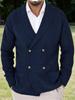 Men's Outdoor Casual Loose-fitting Plain Knit Jacket With A Green Collar And Double-breasted Buttons