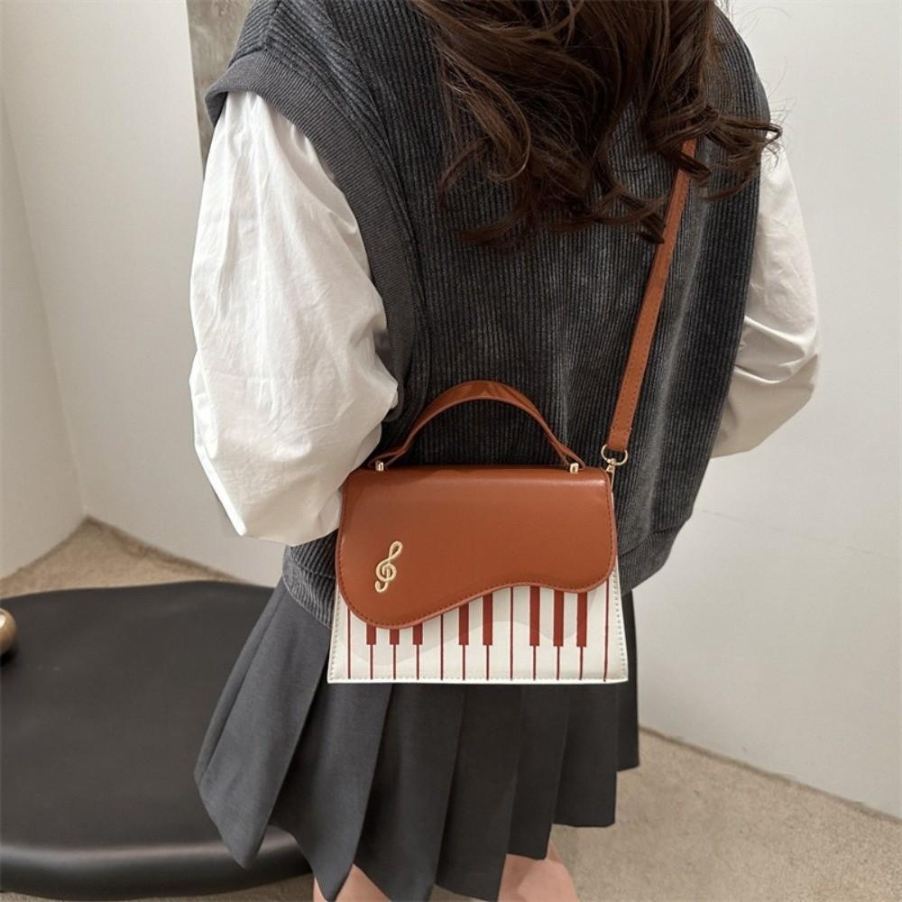PU Leather Piano Note Crossbody Bag Square Women Handbag Sweet Shoulder Bag  Girls