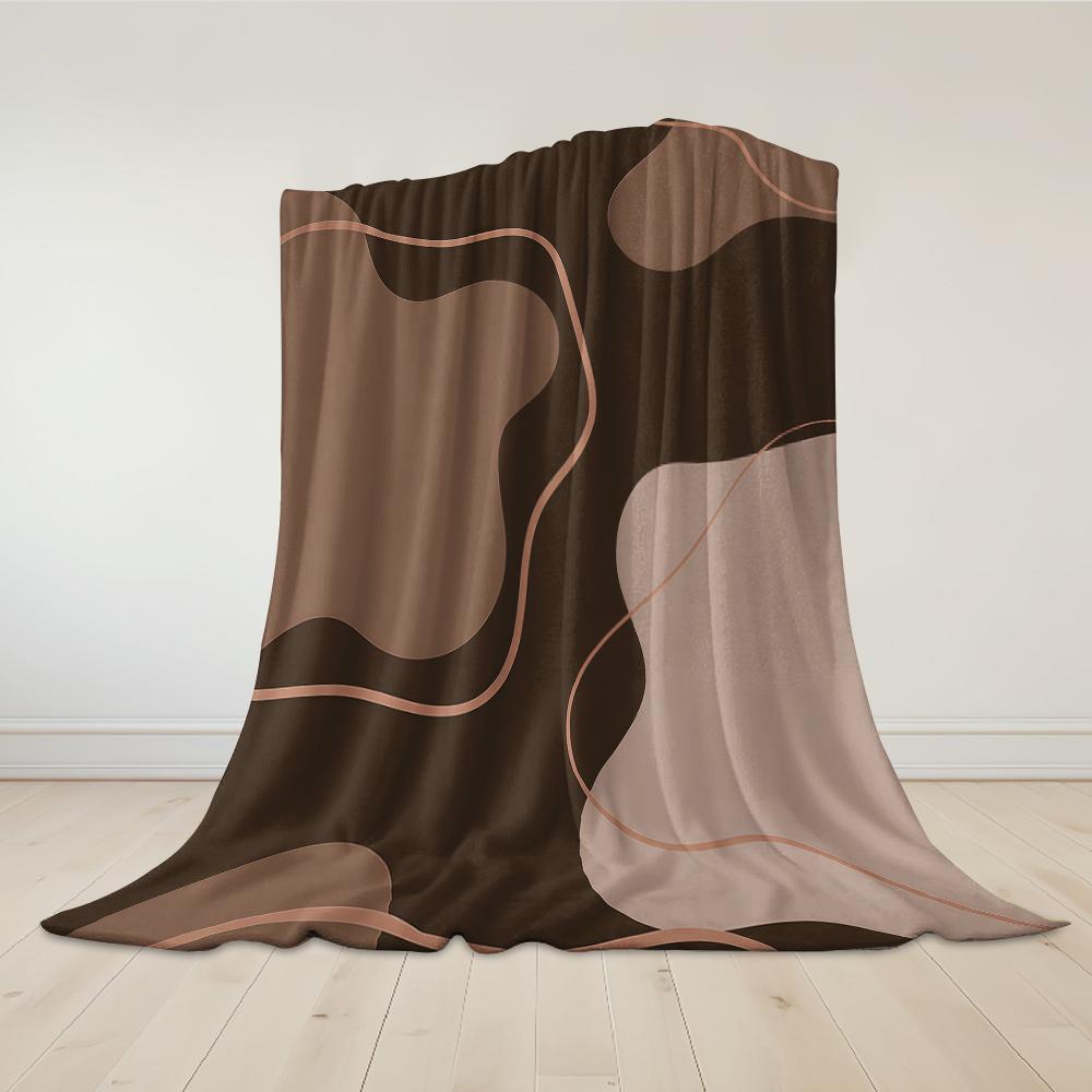 Brown Tone Curved Flannel Blanket Warm Soft Halloween Christmas Couch Warm Cozy Decorative Decor Gift For All Season
