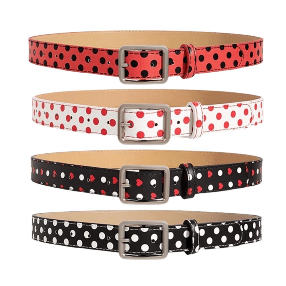 Pin Buckle Women's Belt Y2K Leather Waist Belt Fashion Polk Dot Belt Streetwear