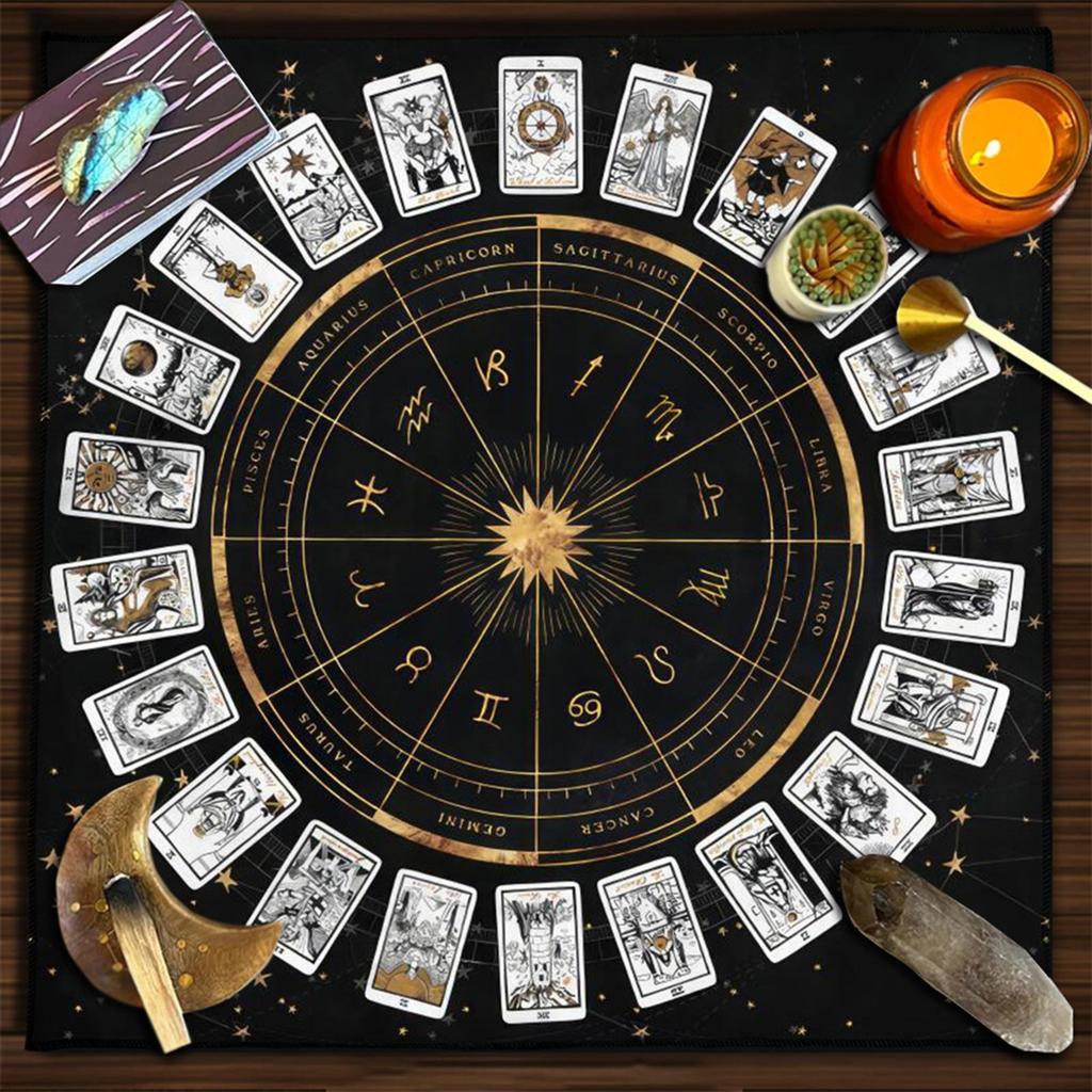 Astrology Tarots Table Altar Cloth Metaphysical Board Game Mat Pendulum Divinations Altar Tablecloth Board Game Card Pad