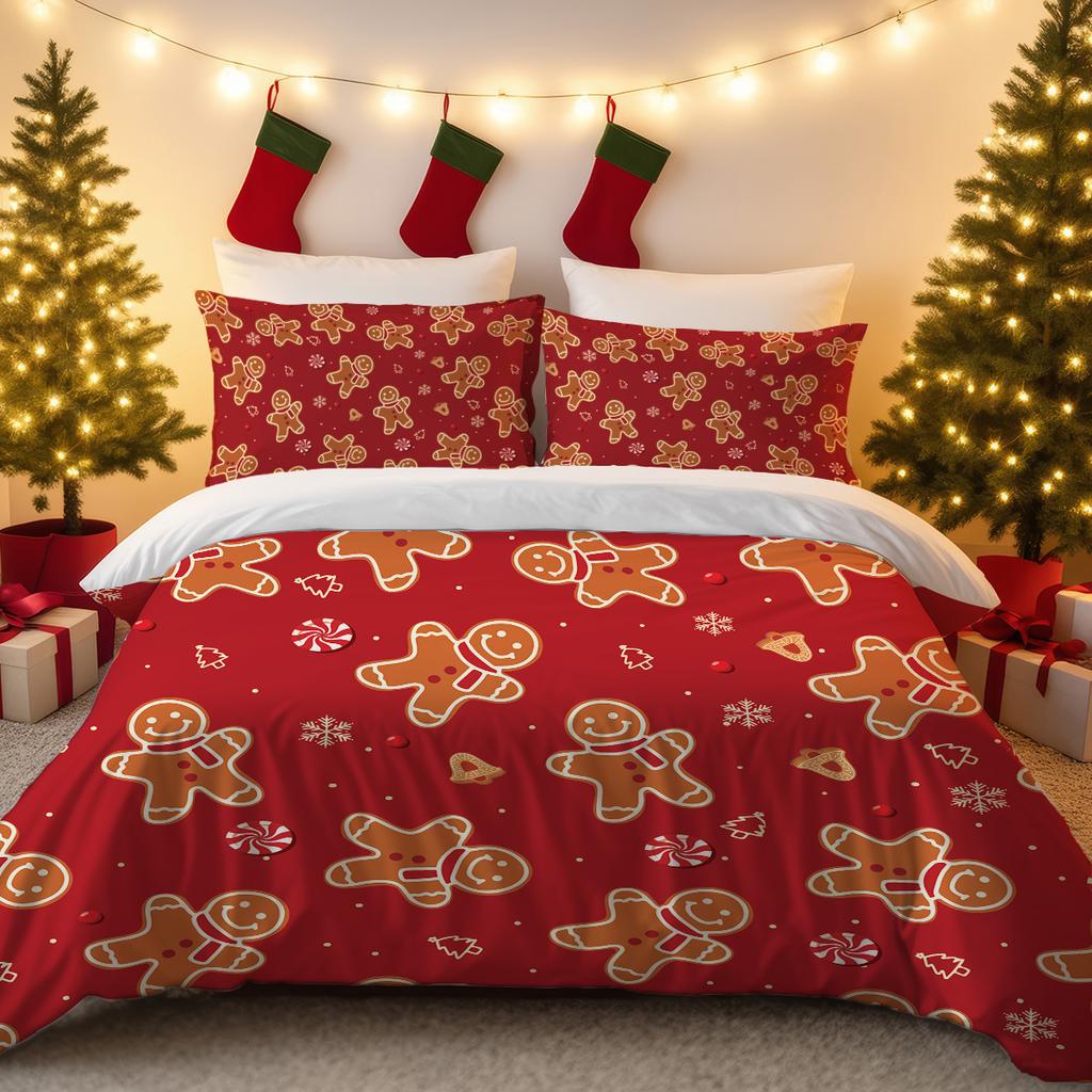 Christmas Bedding Quilt Cover Three-Piece 3D Digital Printing Kit Pillowcase Quilt Cover Home Textile