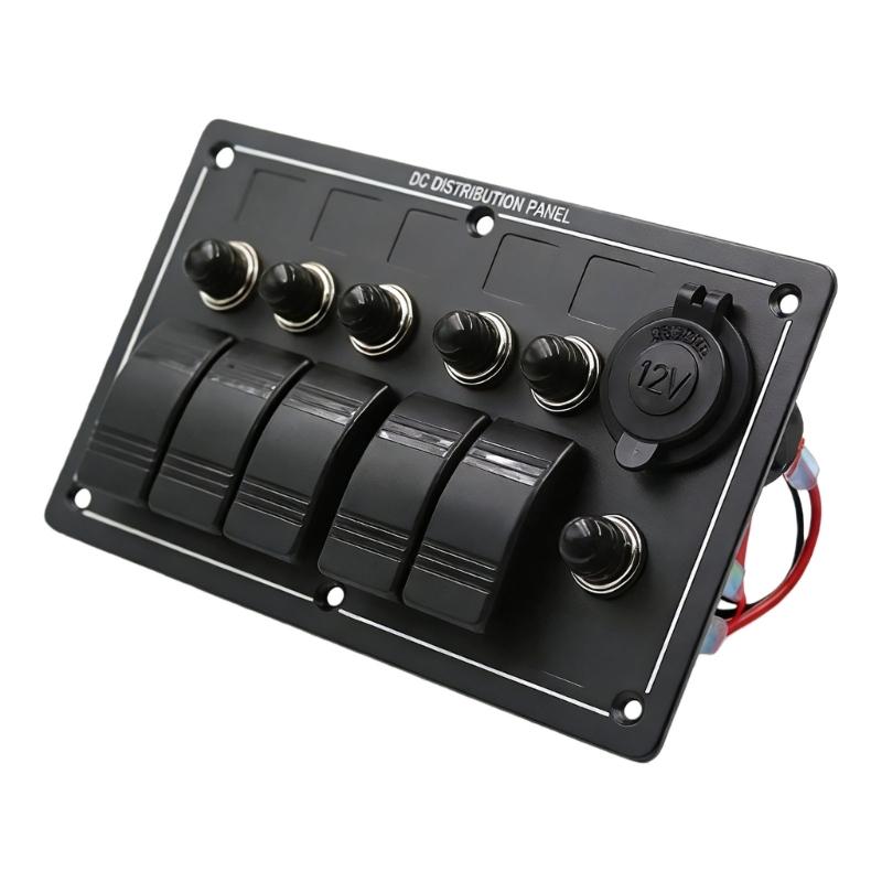Waterproof 8 Position Push Button Panel Two USB Outlets For Marine Automotive Use 12V 24V System